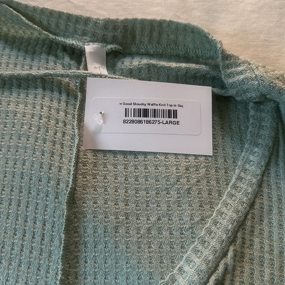 Slouchy Waffle Knit top in Sage - Picture 2 of 3